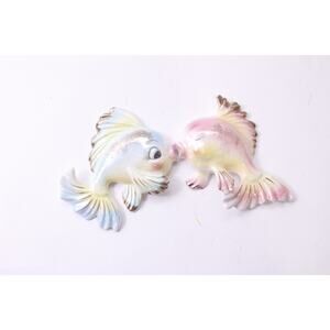 Lefton, Norcrest, Vintage, Ceramic, Kissing Fish, Wall Decor, FLAWED